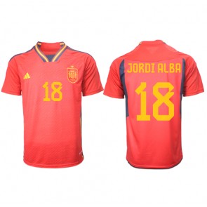 Lacne Muži Futbalové dres Španielsko Jordi Alba #18 MS 2022 Krátky Rukáv - Domáci